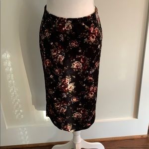 Velvet floral skirt